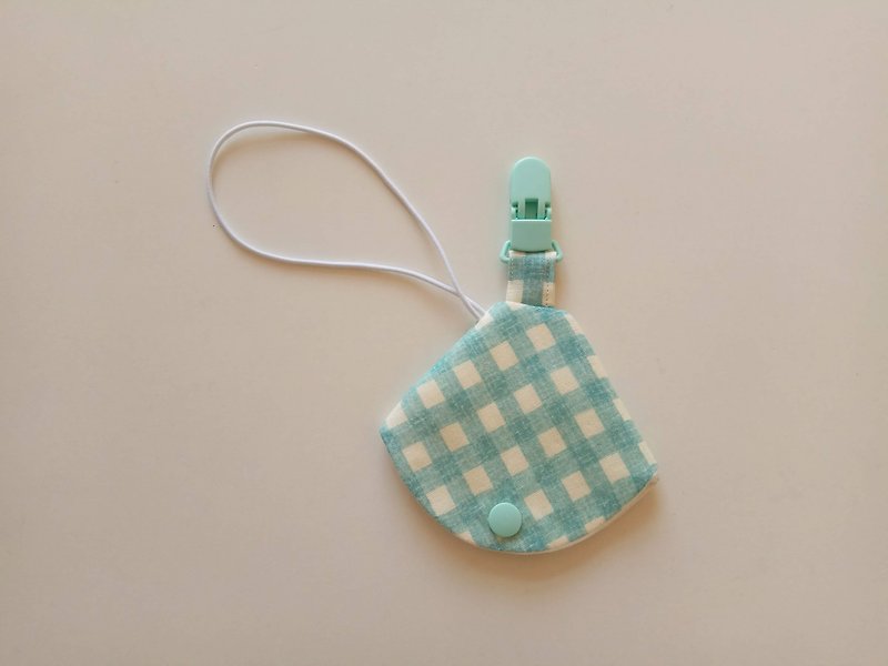 [Shipping within 3 days] Green check pacifier dustproof cover with pacifier clip + pacifier cover with vanilla pacifier will be shipped - Baby Gift Sets - Cotton & Hemp Green