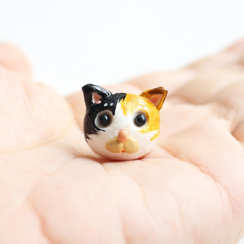 Tortoiseshell Cat Earring - Earrings & Clip-ons - Pottery Multicolor