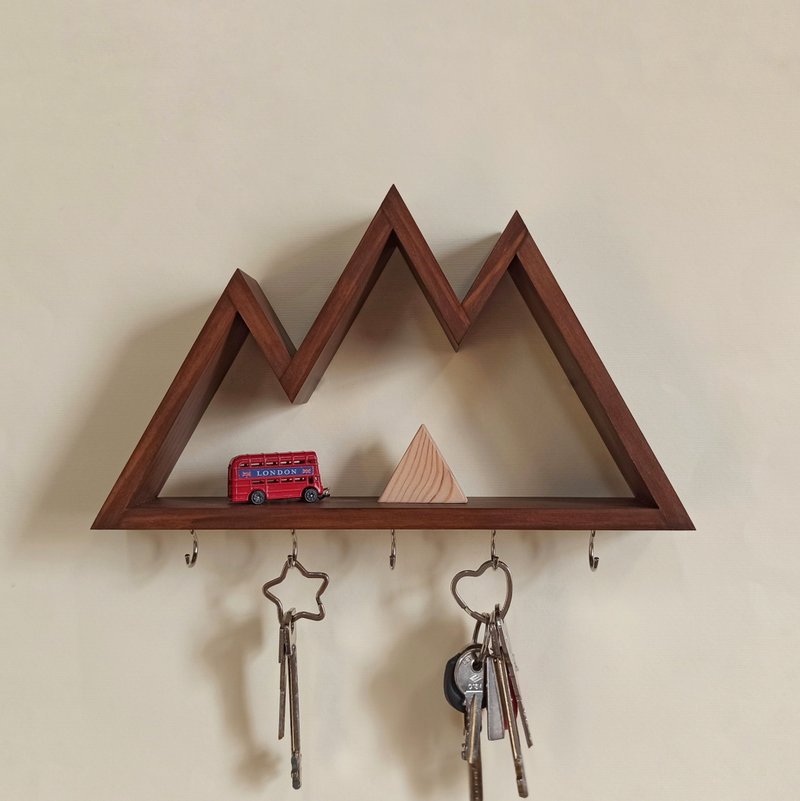 Wall key holder mini shelf in the shape of a mountains, with different tops - Hangers & Hooks - Wood 