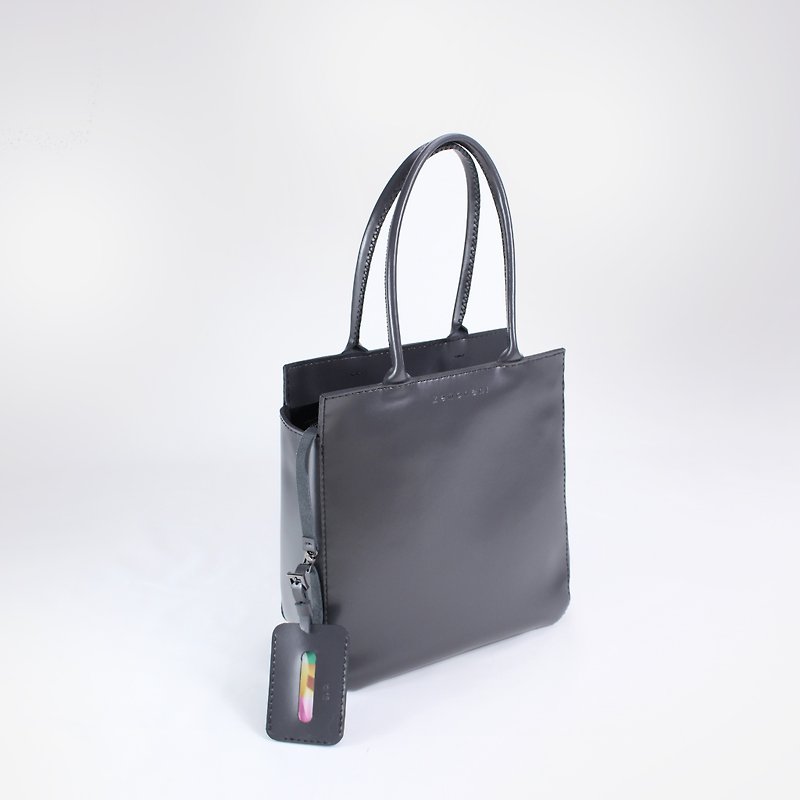 zemoneni pearl grey shinny leather lady tote bag - Messenger Bags & Sling Bags - Genuine Leather Gray