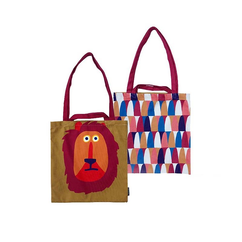 【草稿/ciaogao】原創設計北歐風格動物獅子新年禮物購物袋環保袋 - 側背包/斜孭袋 - 聚酯纖維 卡其色