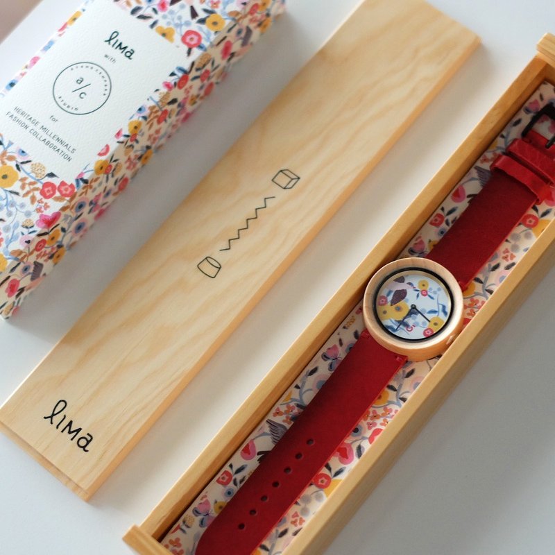 Lima Watch Illustrator Series Edition 02 Red - 女錶 - 木頭 金色