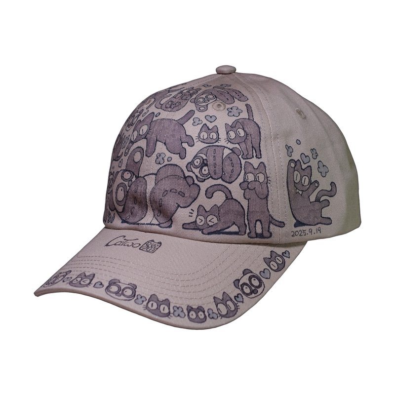 【獨家/訂製/手繪帽】CaTwo貓2 棒球帽 鴨舌帽 老帽 藝術帽 - 帽子 - 棉．麻 