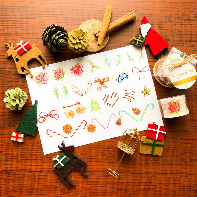 Yuletide 紙膠帶 - 紙膠帶/和紙/PET - 紙 紅色