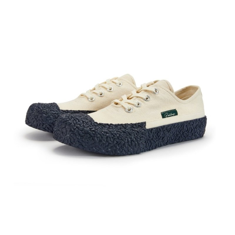 BAKE-SOLE Crust Ecru_Navy - 女休閒鞋/帆布鞋 - 棉．麻 白色