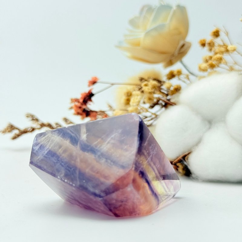 夢幻玫瑰螢石 螢石隨形 七彩螢石 紫黃 方塊體 超透 千層 粉15 - 裝飾/擺設  - 水晶 多色