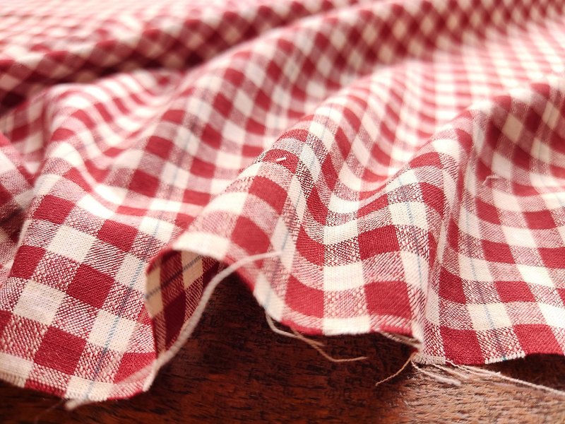 French Vichy checkered forest-style Linen first-dyed fabric (stretchable and micro-elastic) - Knitting, Embroidery, Felted Wool & Sewing - Cotton & Hemp Red