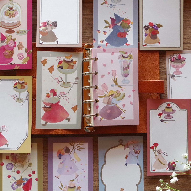 12ヶ月の特製プリン 小さなフレームメモ - 卡片/明信片 - 紙 多色