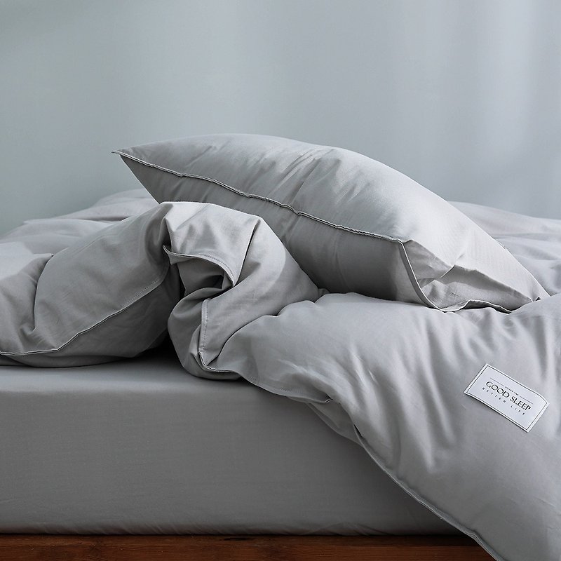 Solid color classic-Yunmian gauze quilt bed bag set (cloud gray) - เครื่องนอน - ผ้าฝ้าย/ผ้าลินิน สีเงิน