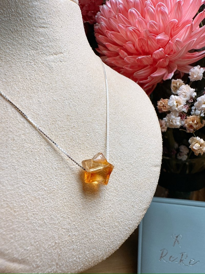 Re-Re 星願晶礦系列—天然水晶 晶礦 小星星/小花項鍊 - 項鍊 - 水晶 金色