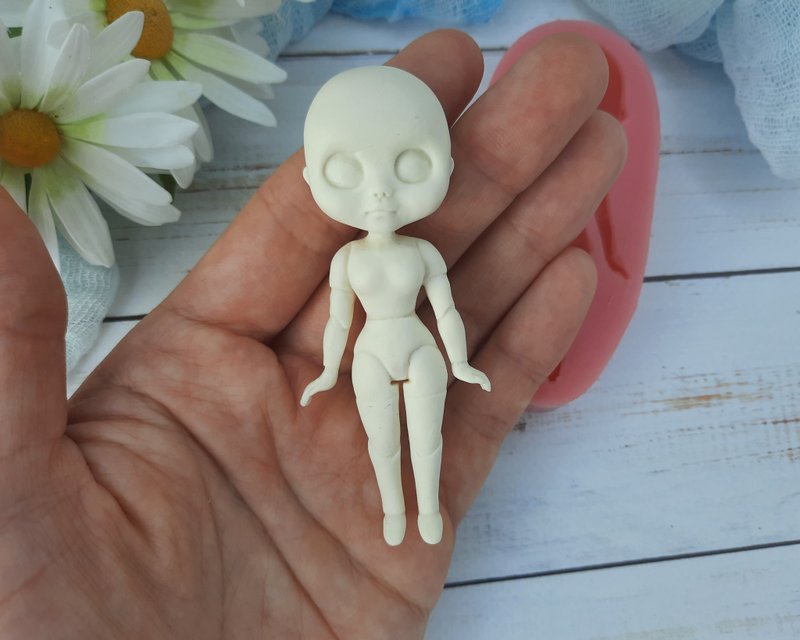 Silicone mold of doll size 8x3,3 cm/ 3,5x1,3 inch for clay chocolate fondant - Other - Silicone Red