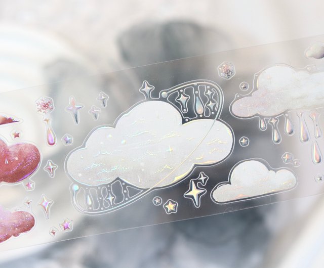【8322】海外　マステ　5m巻売り　PETマスキングテープ　雲 THE CLOUDS ふわふわで綿菓子のような雲柄マステ PET レインボー