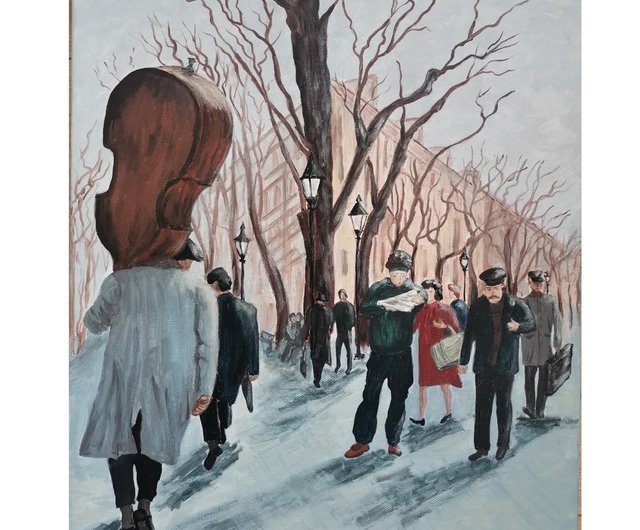 アクリル画パリの冬