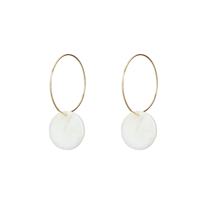 White Chalcedony Thin Hoop Earrings - Earrings & Clip-ons - Gemstone Gold