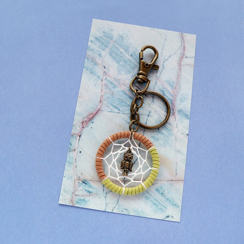 [Limited Edition] Forest Owl丨Gift Handmade Woven Two-Color Dream Catcher Keychain Pendant - ที่ห้อยกุญแจ - วัสดุอื่นๆ หลากหลายสี