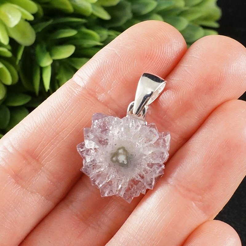 Amethyst stalactite slice crystal lilac purple lavender charm pendant