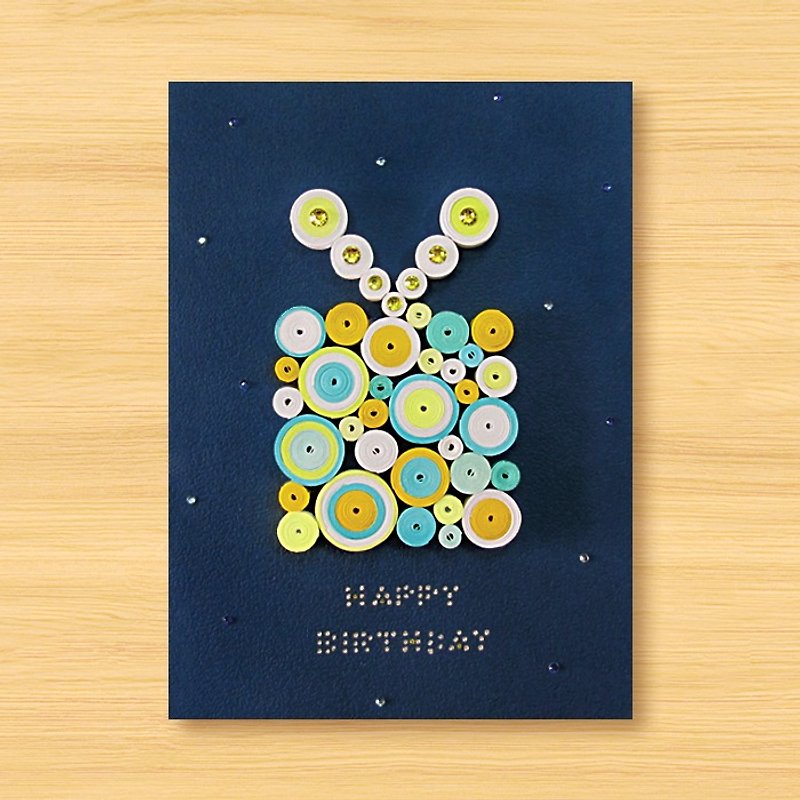Handmade Roll Paper Card _ Cute Little Swirl Birthday Gift Box _A ... Birthday Card - การ์ด/โปสการ์ด - กระดาษ สีน้ำเงิน