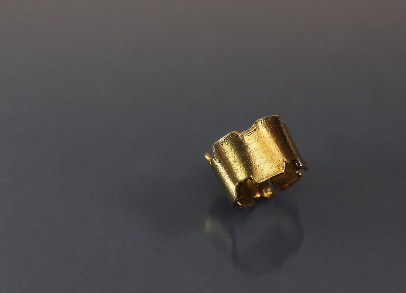 質感系列-線條開口黃銅戒 - 戒指 - 銅/黃銅 金色