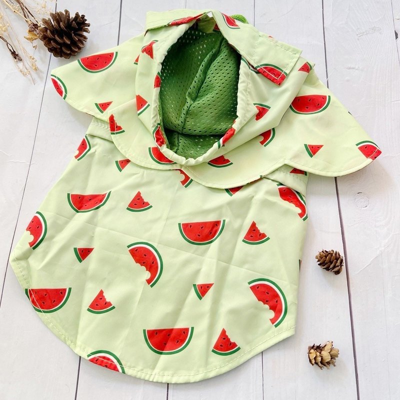 Watermelon Bite Three-Piece Flower Raincoat XL/FM - ชุดสัตว์เลี้ยง - วัสดุอื่นๆ 