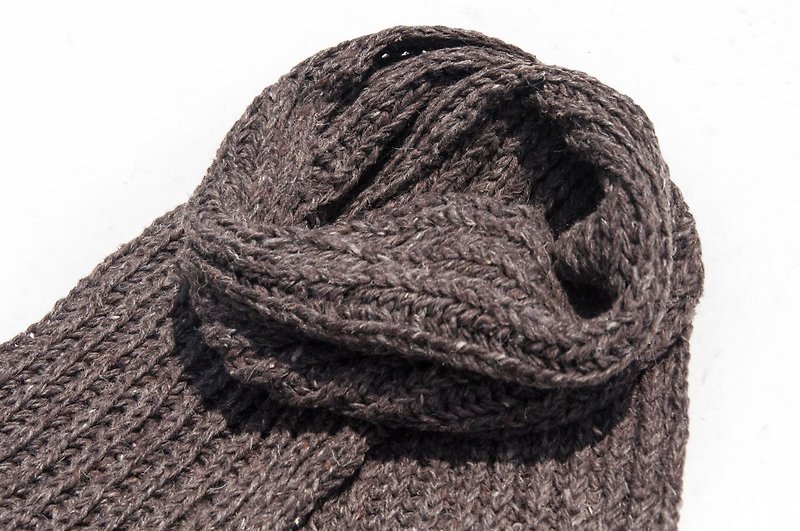 手織りの純粋なウールのスカーフ/ニットのスカーフ/かぎ針編みのスカーフ/手作りのニットのスカーフ - ストライプのコーヒー - マフラー・ストール - ウール ブラウン