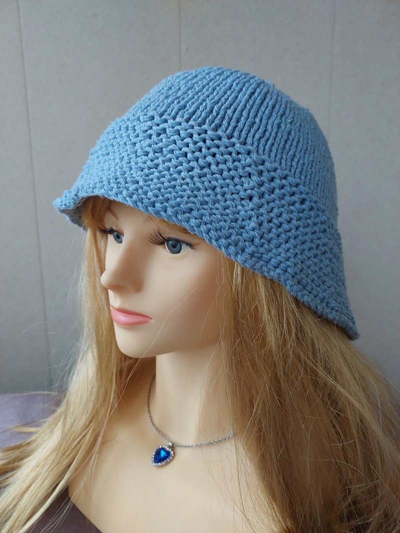 Cotton bucket hat. Light blue color - Hats & Caps - Wool Blue