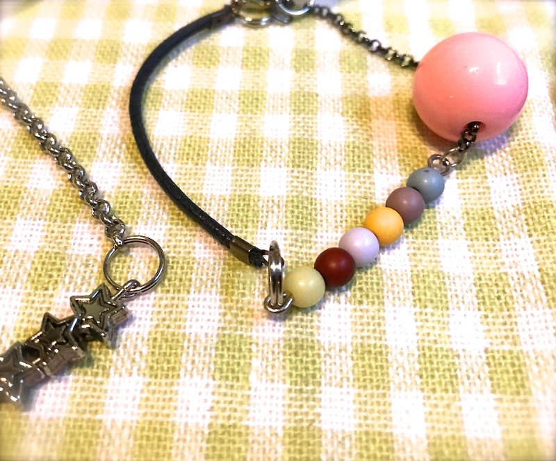 Lelai Lexiang / Bracelet Bracelet Rainbow Large Pink Round Pearl Matte Bazaar Line Up Mix - Bracelets - Plastic Multicolor