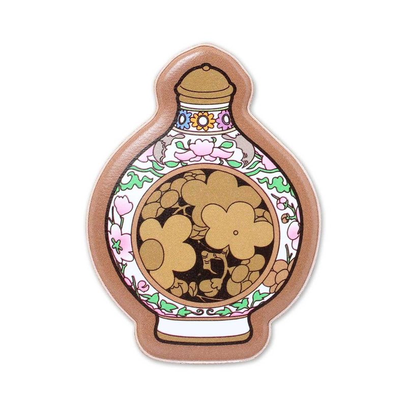 琺瑯花卉鼻煙壺磁貼 - 磁鐵 - 其他材質 卡其色