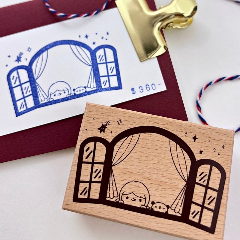 橡皮印章 / 場景留言印章 / 窗戶 - 印章/印台 - 塑膠 紅色