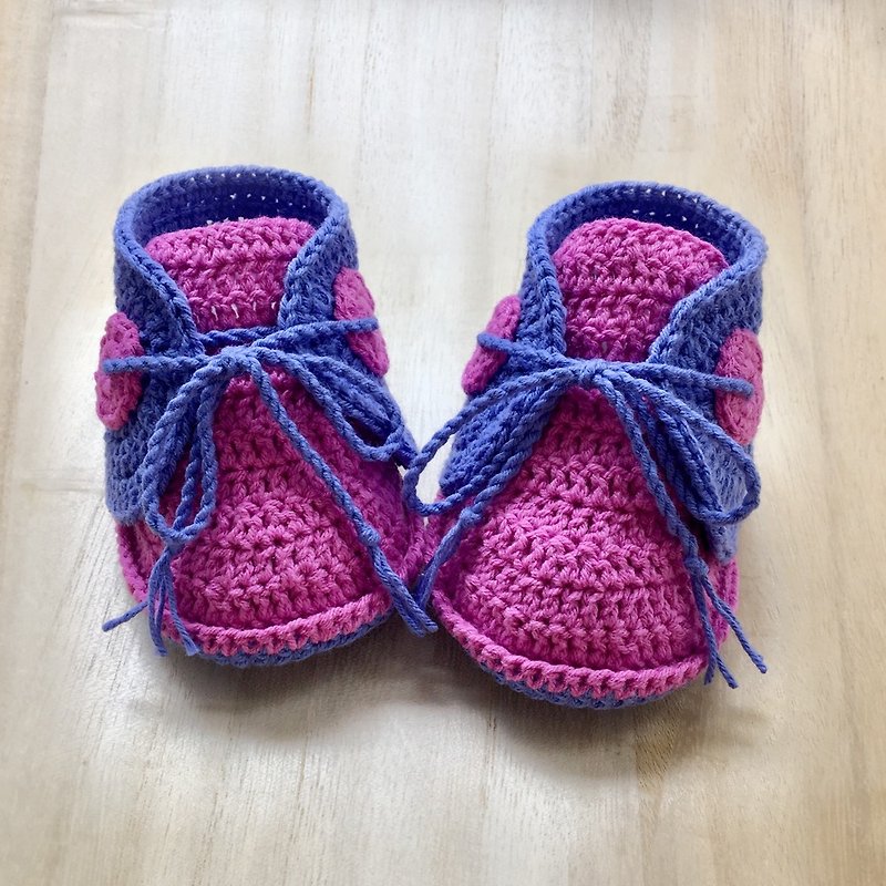 Baby Sneakers Crochet Baby Footwear Baby Boat Shoes Baby Booties Crochet - 男/女童鞋 - 棉．麻 紫色