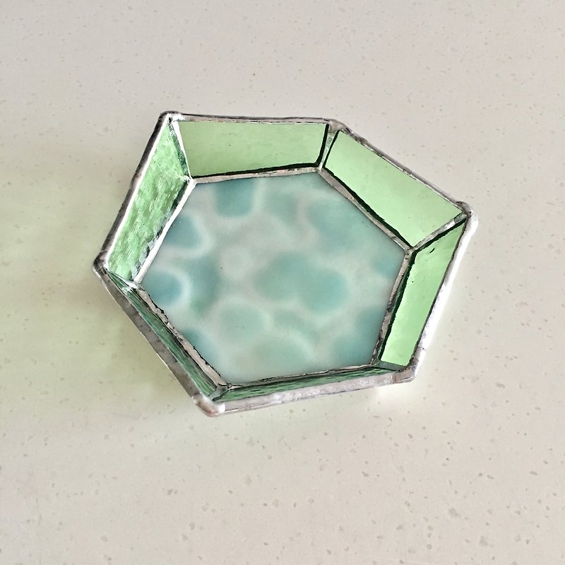 Jewelry Tray Tray Beehive Aqua Glass Bay View - ของวางตกแต่ง - แก้ว สีน้ำเงิน