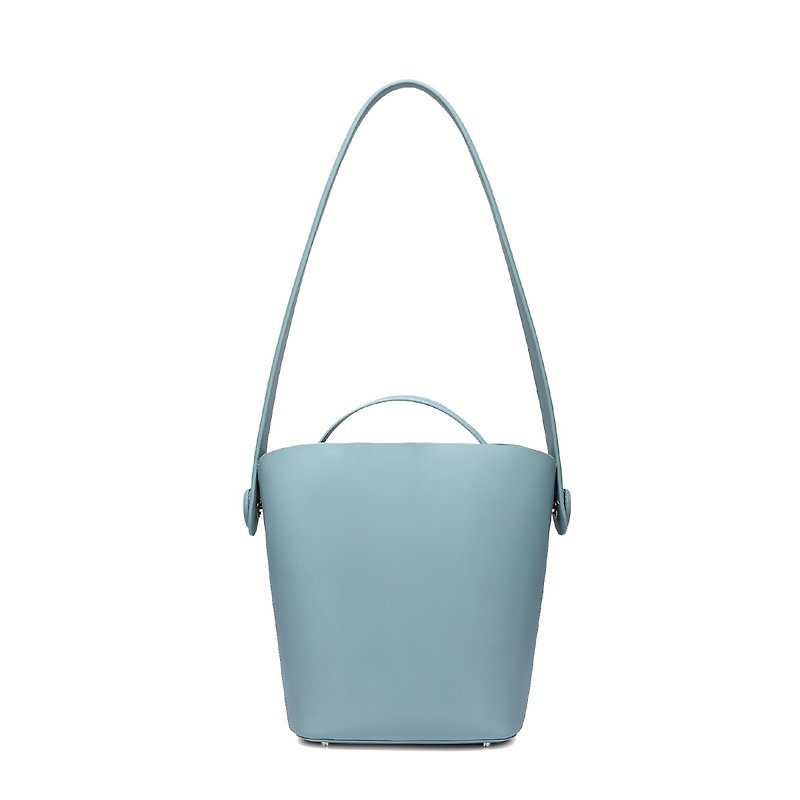 Blue cowhide bucket honey color tote bag two in one detachable independent mother bag large capacity shoulder bag - Messenger Bags & Sling Bags - Genuine Leather Blue