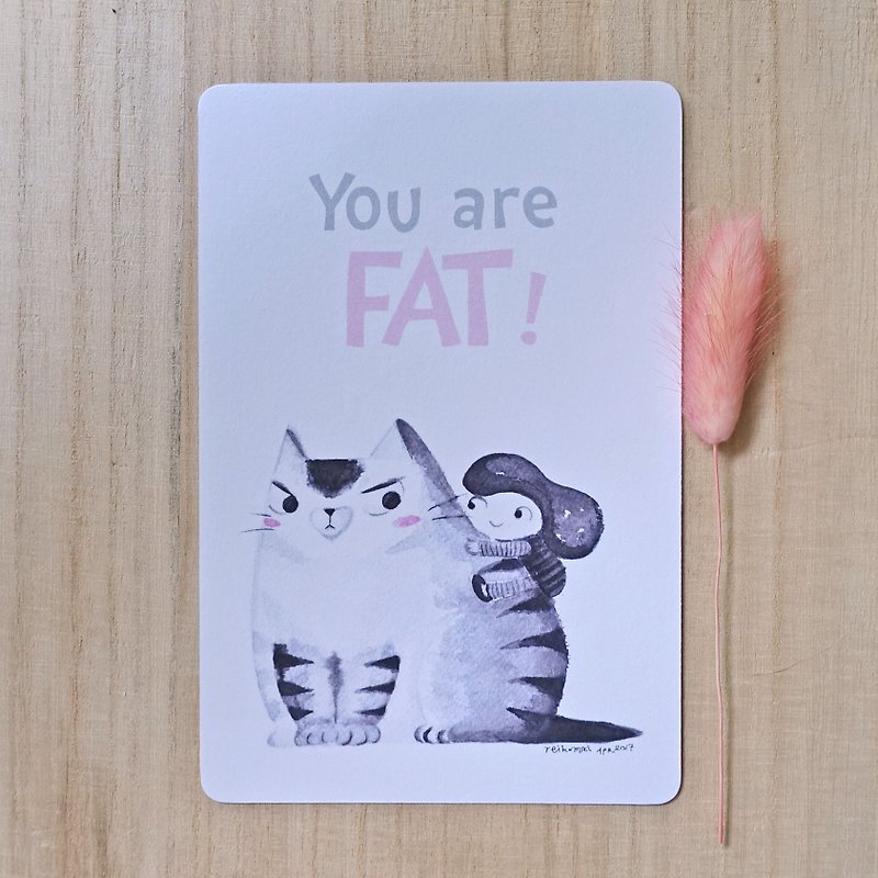 you are fat  postcard - Cards & Postcards - Paper Pink
