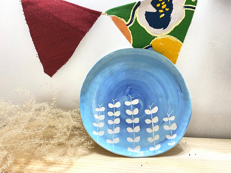 小葉陶盤-藍 - 小碟/醬油碟 - 陶 藍色