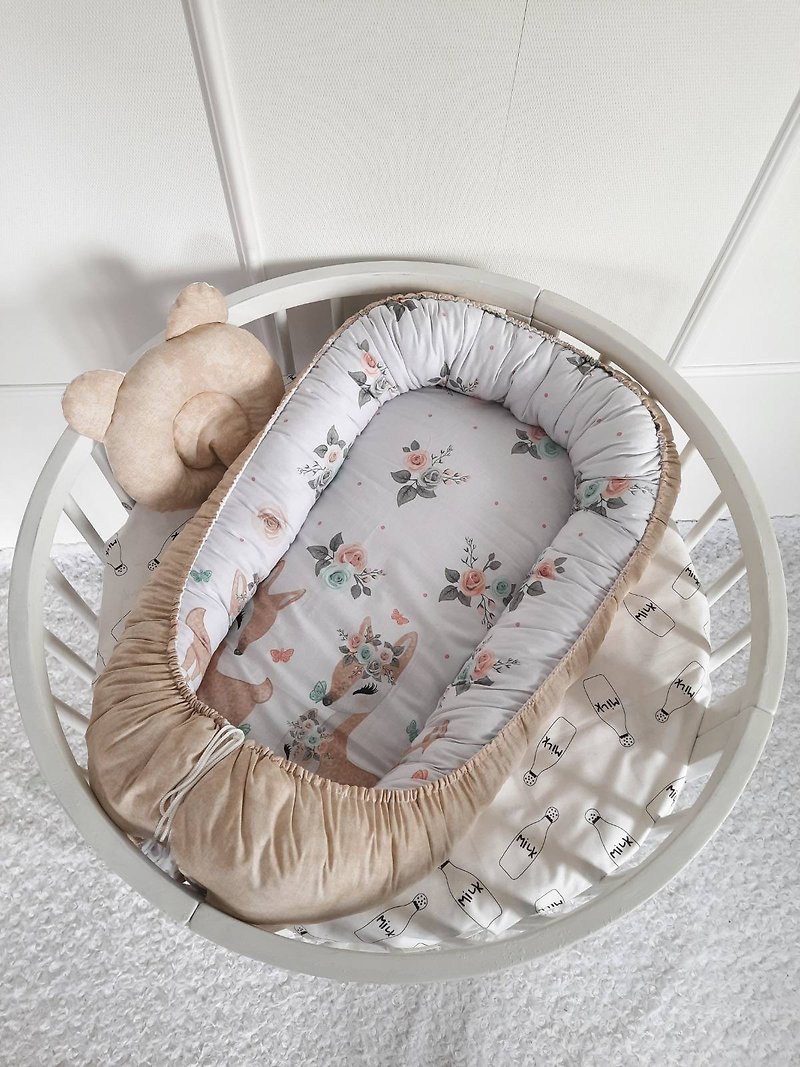 赤ちゃんの巣 新生児0-8ヶ月+枕をプレゼント!! - 出産祝い用贈物 - コットン・麻 ホワイト