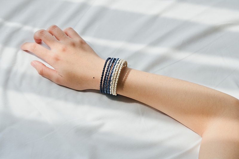 Bocheng | 7-layer Gradient Wax Rope Braided Bracelet Drawstring - Bracelets - Cotton & Hemp Blue