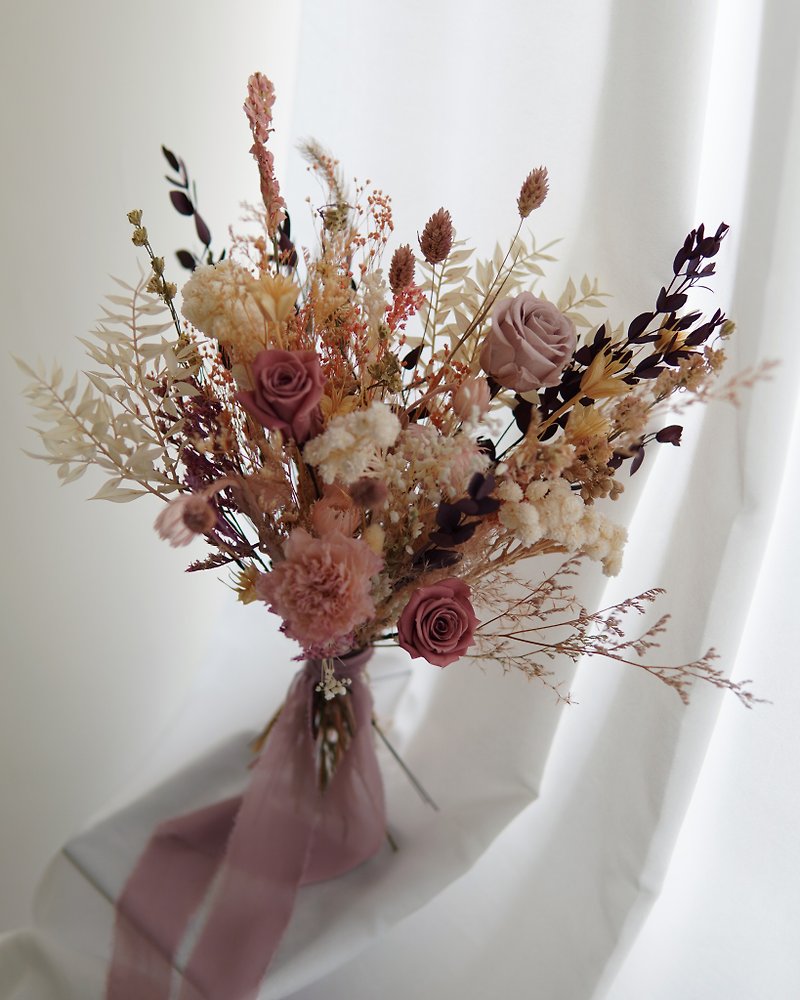 柔粉色新娘捧花 - 乾燥花/永生花 - 植物．花 粉紅色