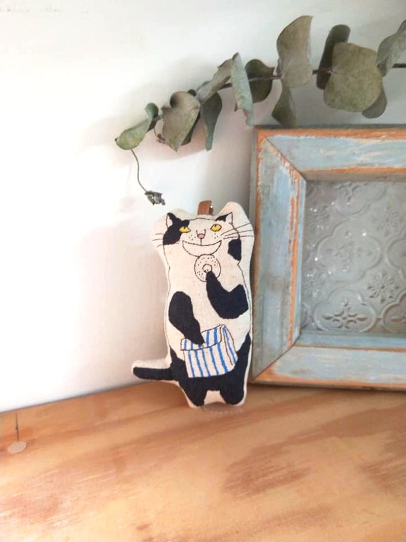 小宅貓系列-點心貓 - 鑰匙圈/鑰匙包 - 棉．麻 多色