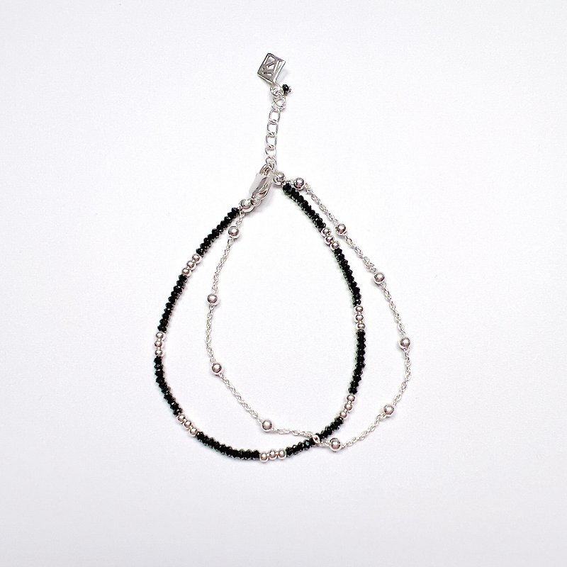 Good chain in pairs Stone Bracelet - สร้อยข้อมือ - เงินแท้ สีดำ