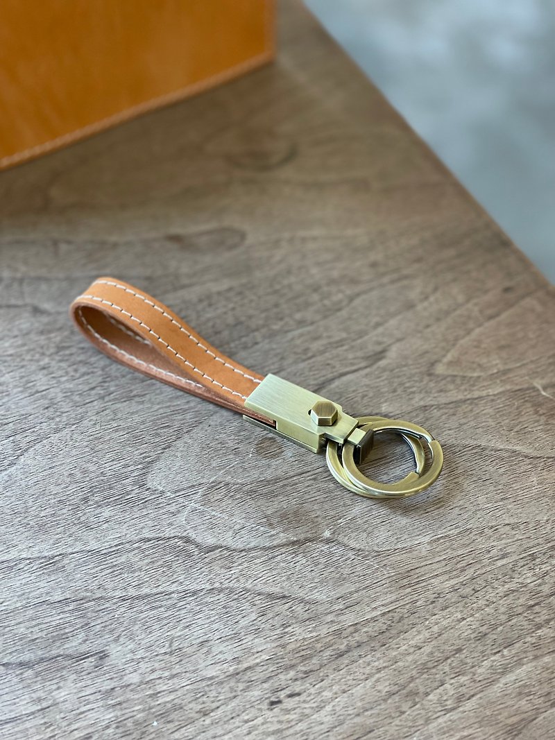 【Mini5】雙圈 皮革鑰匙圈 / (縫線款) - 鑰匙圈/鑰匙包 - 真皮 多色