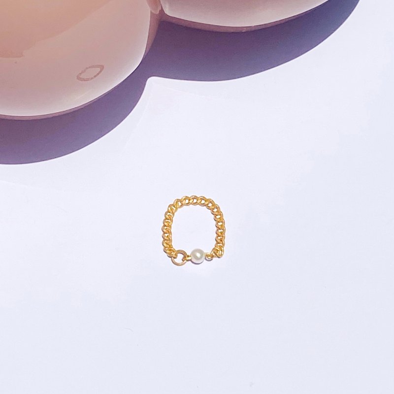 Ring Peral w/cube - 戒指 - 珍珠 金色