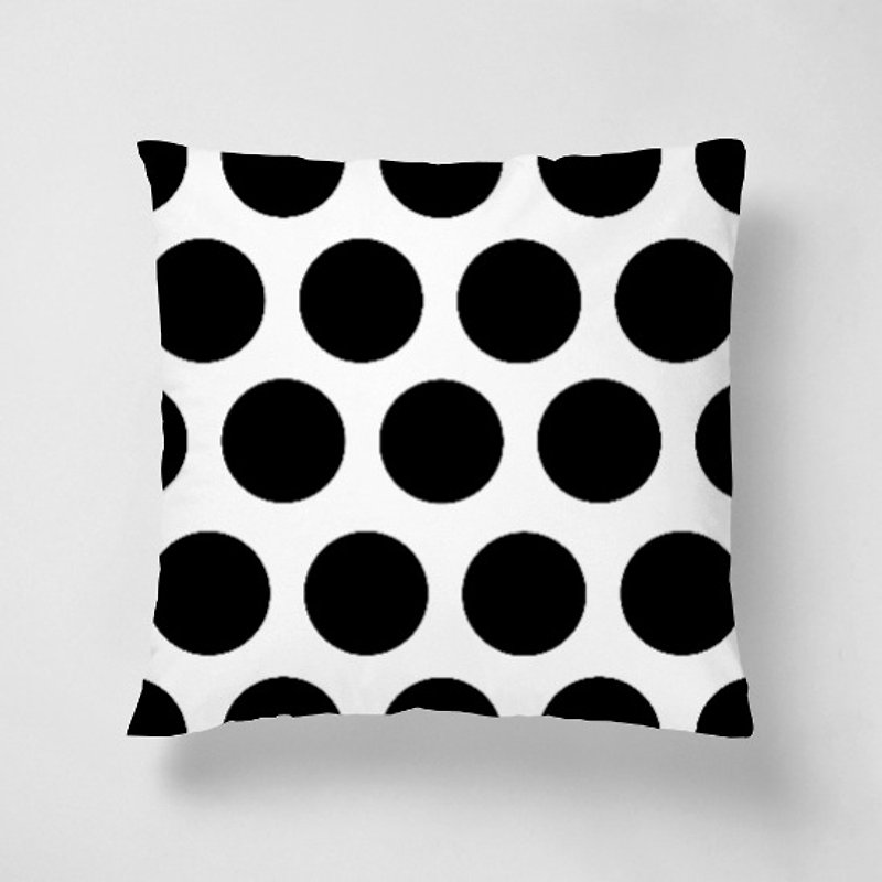 Retro black and white fuzz pillow 40cm - Pillows & Cushions - Other Materials White