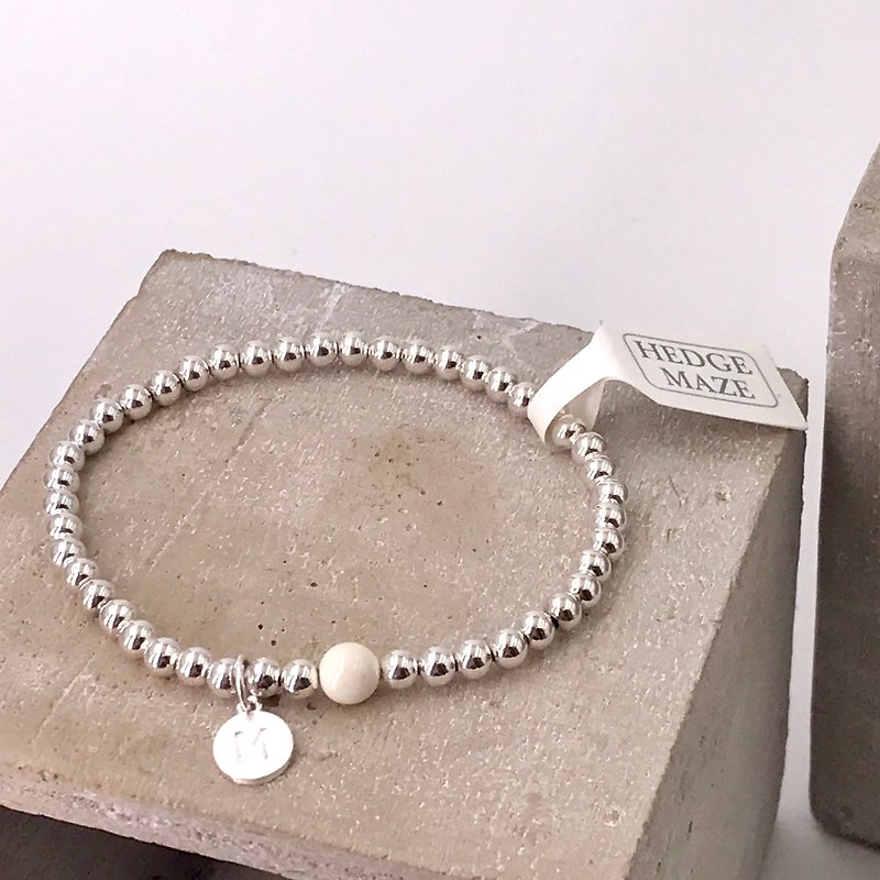 Initial 925 Silver and Swarovski Crystal Bracelet - Bracelets - Sterling Silver White