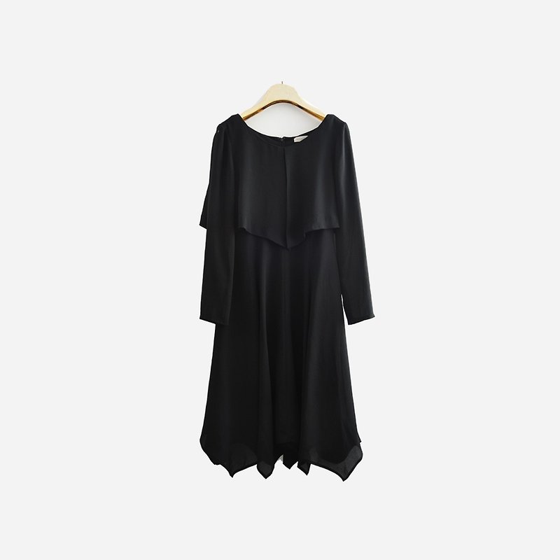 Dislocation vintage / chiffon black dress no.905 vintage - One Piece Dresses - Polyester Black