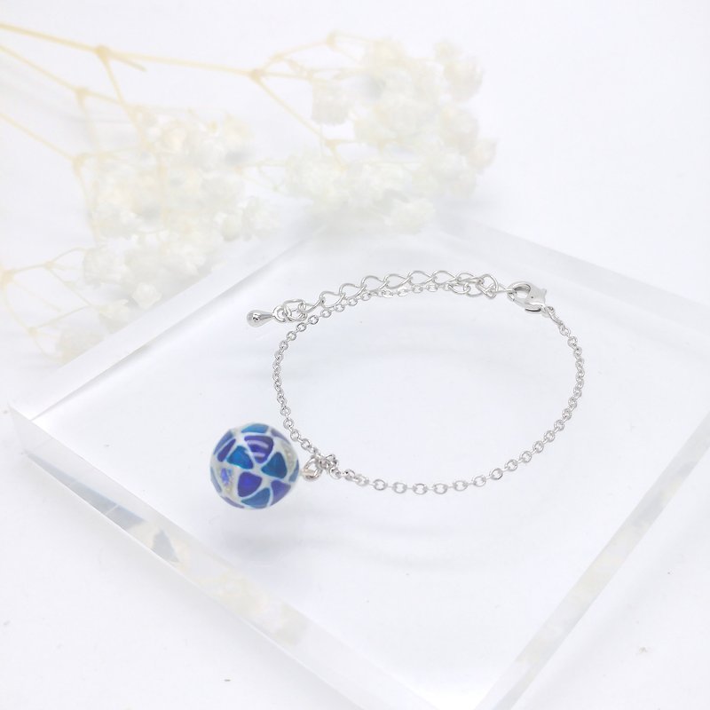 Painted Glass ball Bracelet with Silver-plated Brass Chain - Bracelets - Glass Multicolor