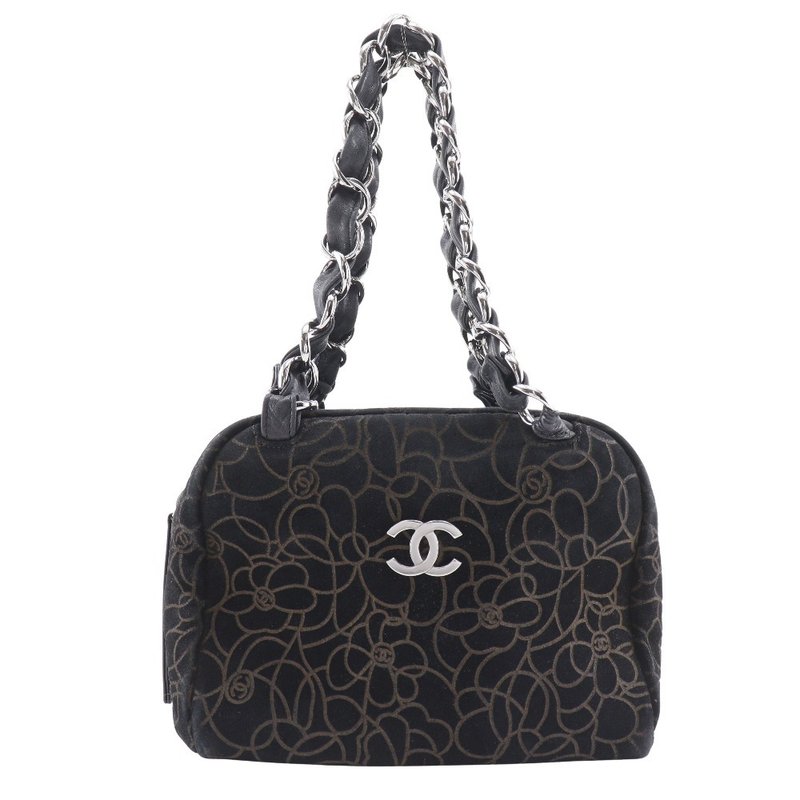 【日本直送】シャネル CHANEL カメリア トートバッグ チェーンショルダー スウェード 黒 レディース【中古】 - 手提包/手提袋 - 真皮 黑色