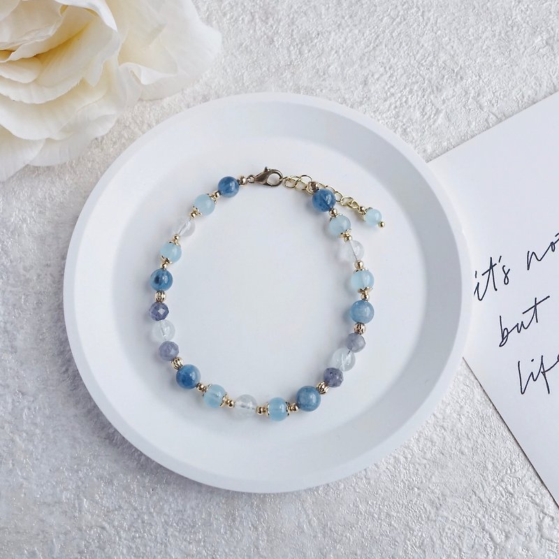 Blues Chic || Aquamarine Blue Topaz Iolite Crystal Bracelet - Bracelets - Crystal Blue