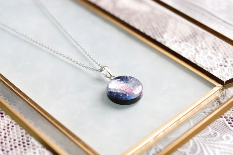 レジンアート　ラウンドペンダント・天の川2・20mm - 項鍊 - 樹脂 藍色