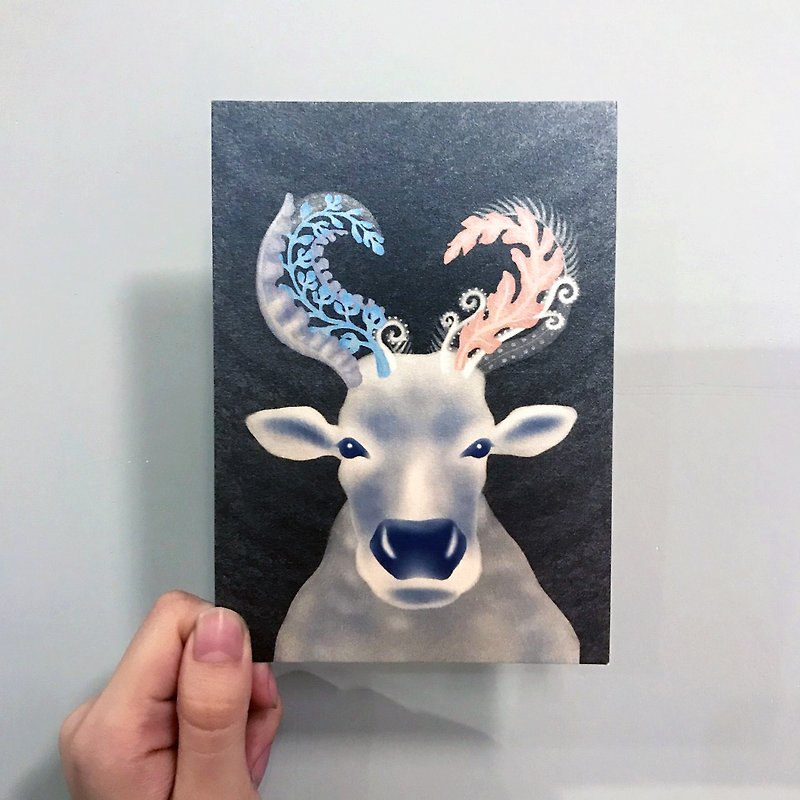 Paper Shoot《Fantastic Fern》 Series Postcard - Cattle - การ์ด/โปสการ์ด - กระดาษ สีน้ำเงิน