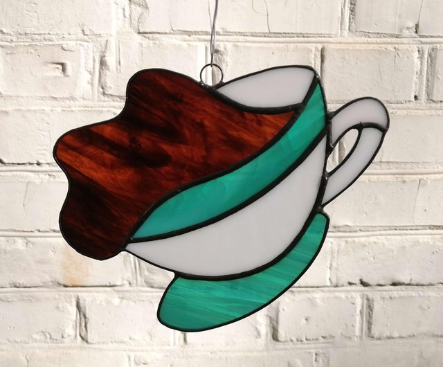 Stained Glass Coffee Cup Suncatcher ꞁ ZangerGlass