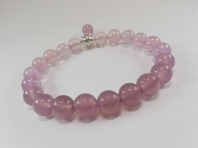 Love is eternal - high quality translucent natural chalcedony + pink chalcedony sterling silver handcuffs - Bracelets - Gemstone Pink